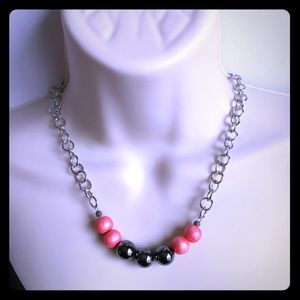 Handmade: Pink Clay & Hematite Gemstone necklac